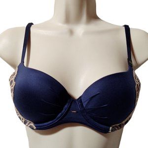 NWT Fabulous By Victoria’s Secret Sz 32B Royal Blue Satin Lace Lined Demi Bra